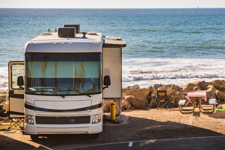 RV by the water