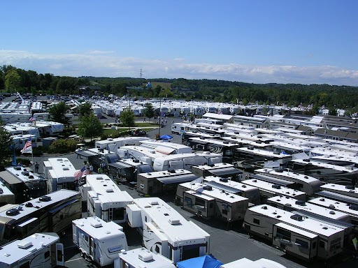 RVs gathered for an event.